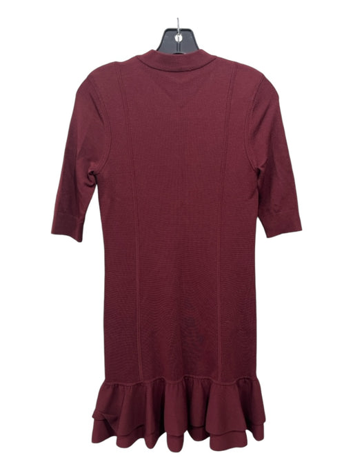 Veronica Beard Size S/XS Dark Red Viscose Blend Knit Half Sleeve Half Zip Dress Dark Red / S/XS