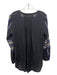 Veronica Beard Size 4 Black Silk 3 Button Pintuck Embroidered Long Sleeve Top Black / 4