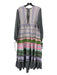 Pearl & Caviar Size M/L Gray & multi Cotton Horizontal Stripes Peasant Dress Gray & multi / M/L