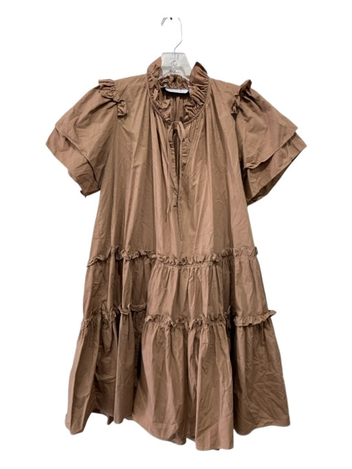 Hunter Bell Size M/L Brown Missing Fabric Tag Tie Neck Tiered Midi Dress Brown / M/L