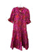 Farm Rio Size XL Pink Print Cotton Tie V Neck Maxi Tiered Dress Pink Print / XL