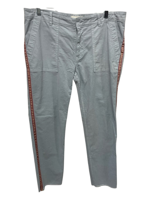Nili Lotan Size 10 Light Blue & Pink Cotton Pockets Side Stripe Ribbon Pants Light Blue & Pink / 10