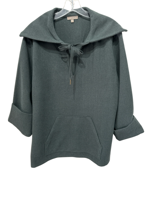 Lilla P Size L Hunter Green Polyester Blend V Neck Sailor Collar Sweater Hunter Green / L