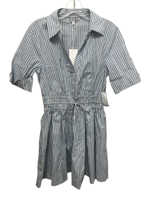Veronica Beard Size 6 Blue & White Cotton Blend Striped Drawstring Waist Dress Blue & White / 6