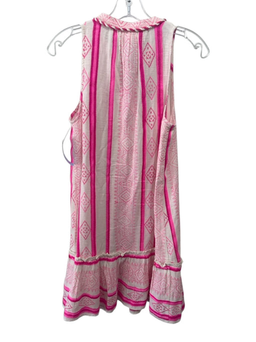 Veronica Beard Size S Pink & White Cotton Blend Geometric Pattern Mini Dress Pink & White / S