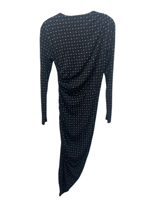 Veronica Beard Size S Black, Blue & Brown Tencel Ruched Geometric Print Dress Black, Blue & Brown / S