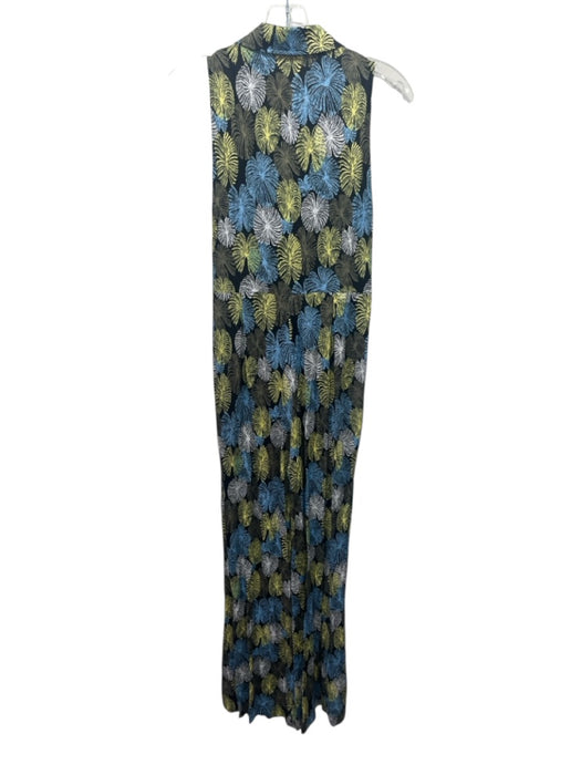 Diane Von Furstenberg Size S Black, Yellow & Blue Viscose Blend Jumpsuit Black, Yellow & Blue / S