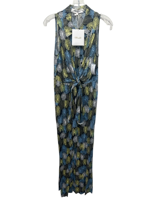 Diane Von Furstenberg Size S Black, Yellow & Blue Viscose Blend Jumpsuit Black, Yellow & Blue / S