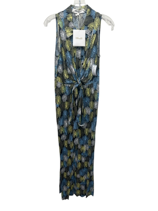 Diane Von Furstenberg Size S Black, Yellow & Blue Viscose Blend Jumpsuit Black, Yellow & Blue / S