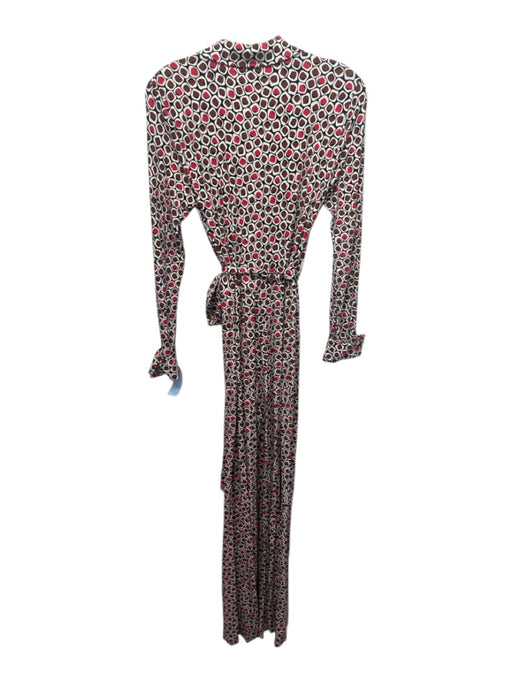 Diane Von Furstenberg Size S Black, Red & Brown Viscose Blend Tie Waist Jumpsuit Black, Red & Brown / S