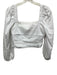 Veronica Beard Size 6 White Cotton Blend Zip Close Long Balloon Sleeve Top White / 6