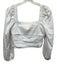 Veronica Beard Size 8 White Cotton Blend Zip Close Long Balloon Sleeve Top White / 8
