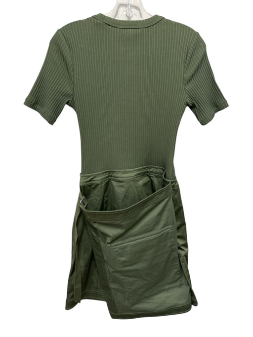 Veronica Beard Size S Green Cotton Zip Close Ribbed Wrap Skirt Dress Green / S