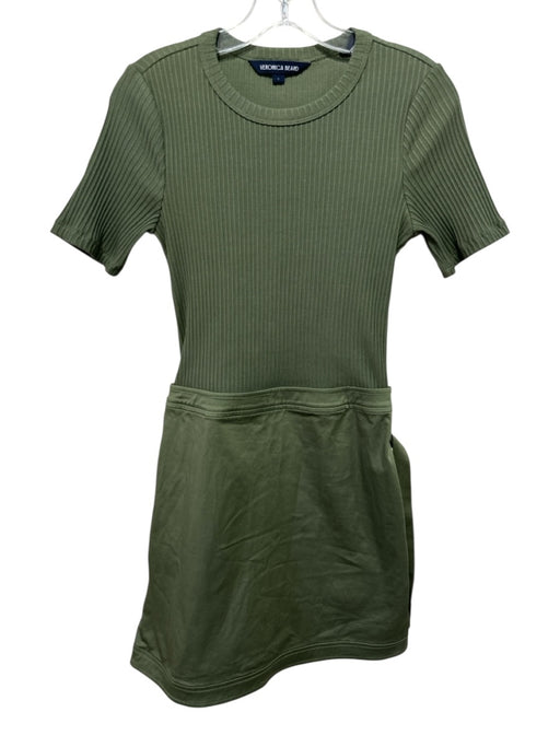 Veronica Beard Size S Green Cotton Zip Close Ribbed Wrap Skirt Dress Green / S