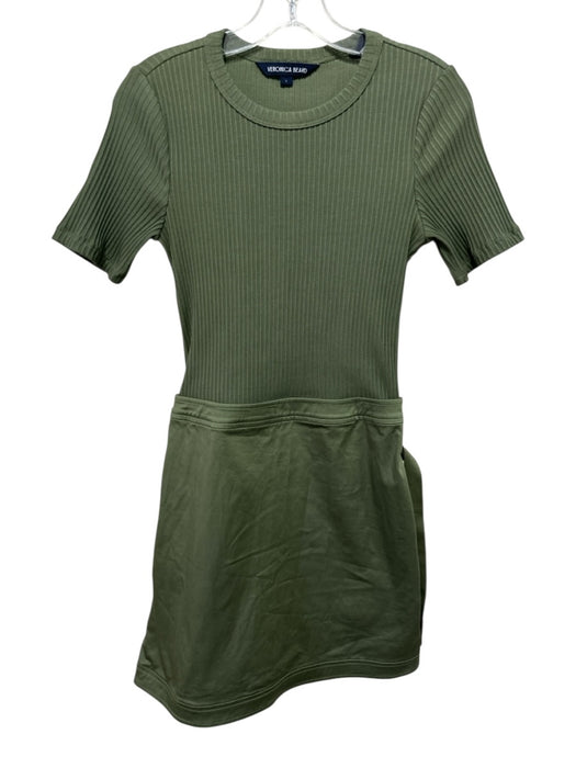 Veronica Beard Size S Green Cotton Zip Close Ribbed Wrap Skirt Dress Green / S