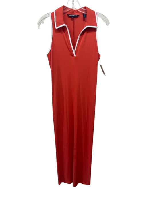 Veronica Beard Size S Orange Prima Cotton Blend Sleeveless Contrast Piping Dress Orange / S