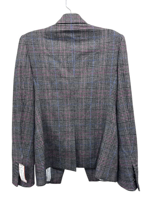 Veronica Beard Size 4 Black, White & Red Wool Blend Plaid One Button Blazer Black, White & Red / 4