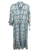 Holly Shae Design Size L/XL Blue & White Cotton Bamboo Detail Button Front Dress Blue & White / L/XL