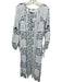 Kopal Size M White & Navy Cotton Floral Tie Bust Midi Pom Pom Detail Dress White & Navy / M