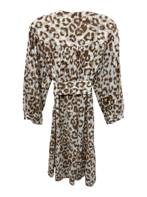Lola Australia Size M Brown & White Cotton Cheetah Print V Neck Mini Dress Brown & White / M