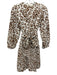 Lola Australia Size M Brown & White Cotton Cheetah Print V Neck Mini Dress Brown & White / M