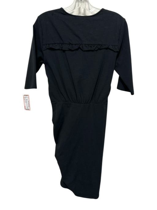 Veronica Beard Size S Black Cotton Blend Ruched V Neck 1/2 sleeve Dress Black / S