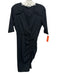 Veronica Beard Size S Black Cotton Blend Ruched V Neck 1/2 sleeve Dress Black / S