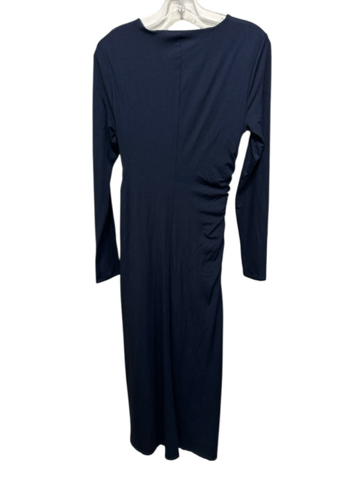 Veronica Beard Size S Navy Lyocell blend Ruched Long Sleeve Maxi Solid Dress Navy / S