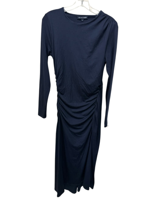 Veronica Beard Size S Navy Lyocell blend Ruched Long Sleeve Maxi Solid Dress Navy / S