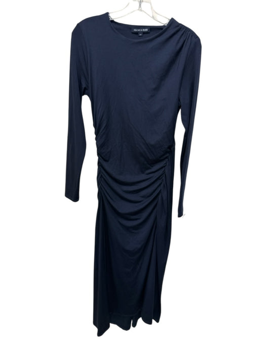 Veronica Beard Size S Navy Lyocell blend Ruched Long Sleeve Maxi Solid Dress Navy / S