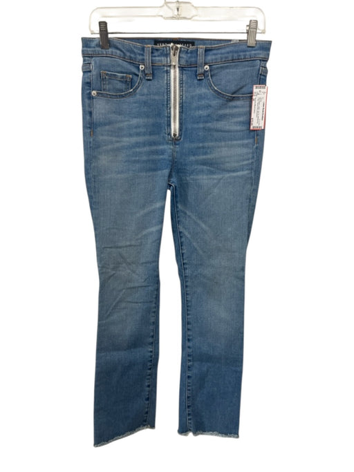 Veronica Beard Jeans Size 26 Blue Wash Cotton Zip Fly Whiskering Crop Jeans Blue Wash / 26