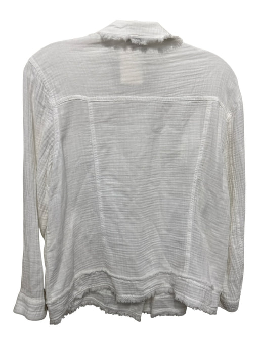 Pure Amici Size L White Cotton Gauze Button Up Collared Long Sleeve Top White / L