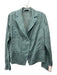 Akris Size 14 Teal Cotton & Silk Striped Semi Sheer Snap Button Front Jacket Teal / 14