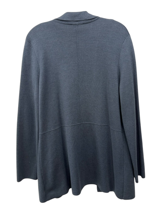 Akris Navy Blue Silk Cap Sleeve Pleated Front Open Front Knit Jacket Set Navy Blue / 12