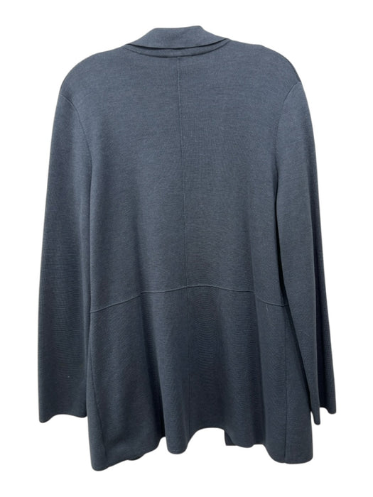 Akris Navy Blue Silk Cap Sleeve Pleated Front Open Front Knit Jacket Set Navy Blue / 12