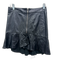 Veronica Beard Size 4 Black Leather Front Zip Ruffle Knee Length Skirt Black / 4