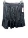 Veronica Beard Size 4 Black Leather Front Zip Ruffle Knee Length Skirt Black / 4