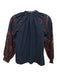 Cartolina Size XS Navy Blue & Orange Cotton Blend Long Balloon Sleeve V Neck Top Navy Blue & Orange / XS