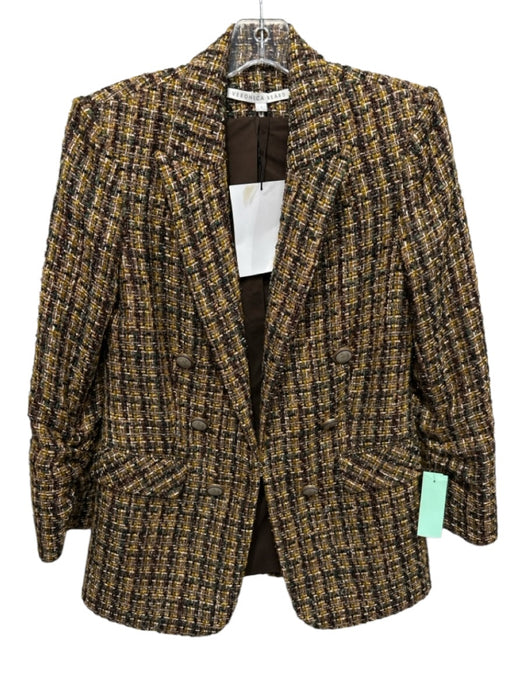 Veronica Beard Size 4 Yellow, Brown & Green No Fabric Tag Double Breast Jacket Yellow, Brown & Green / 4
