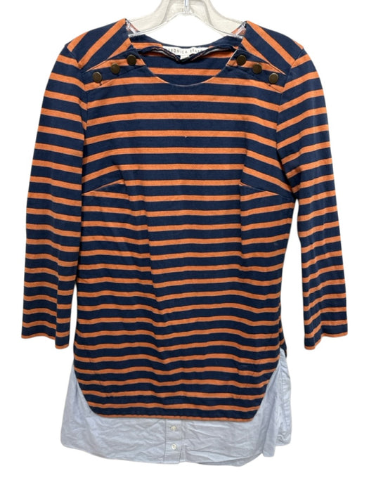 Veronica Beard Size M Navy, Orange & Blue Cotton Long Sleeve Layered Dress Navy, Orange & Blue / M