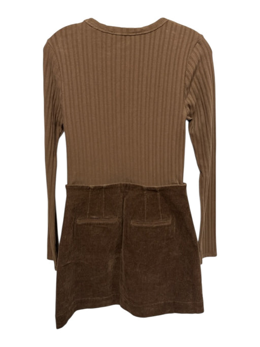 Veronica Beard Size S Brown Cotton Long Sleeve Ribbed Corduroy Skirt Dress Brown / S