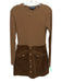 Veronica Beard Size S Brown Cotton Long Sleeve Ribbed Corduroy Skirt Dress Brown / S