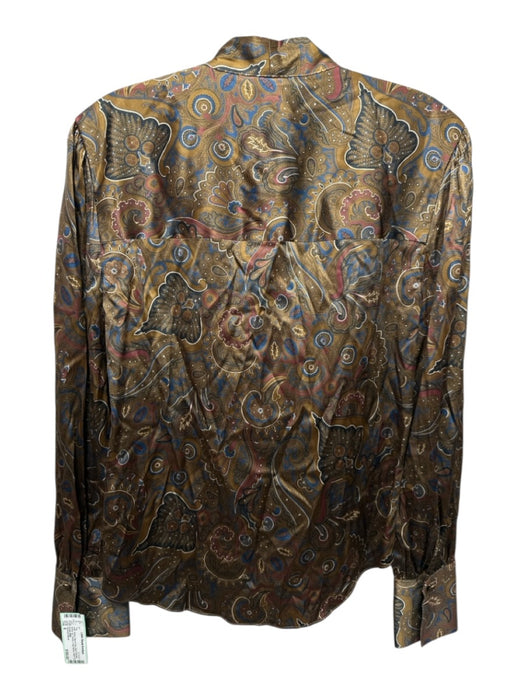 Veronica Beard Size 6 Brown, Blue & Red Silk & Viscose Button Up Paisley Top Brown, Blue & Red / 6