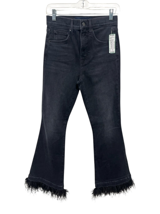 Veronica Beard Size 27 Black Wash Cotton Denim High Rise Faded Feather Hem Jeans Black Wash / 27