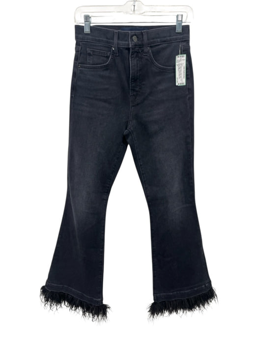 Veronica Beard Size 27 Black Wash Cotton Denim High Rise Faded Feather Hem Jeans Black Wash / 27