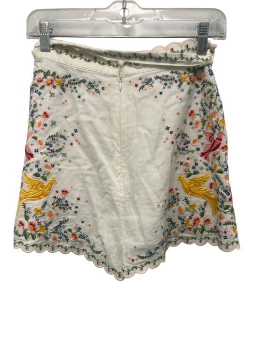 Zimmermann Size XS White, Yellow, Green Print Linen & Cotton Back Zip Shorts White, Yellow, Green Print / XS