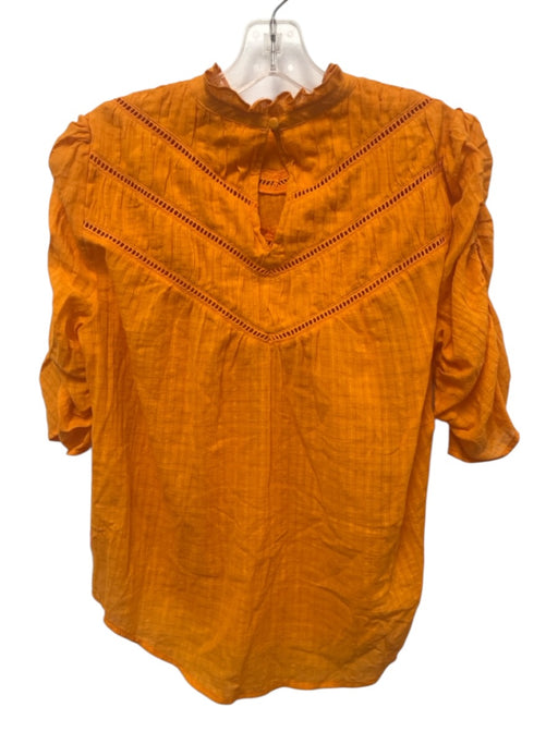 Veronica Beard Size 4 Orange Cotton Puff 1/2 Sleeve Ladder Lace Top Orange / 4