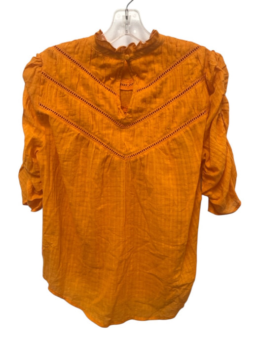 Veronica Beard Size 4 Orange Cotton Puff 1/2 Sleeve Ladder Lace Top Orange / 4