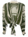 Johanna Ortiz Size 4 Green & Cream Organic Cotton Long puff sleeve Wrap Crop Top Green & Cream / 4