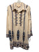 Figue Size S Cream, Blue, Orange Cotton Long Sleeve Geometric Print Mini Dress Cream, Blue, Orange / S
